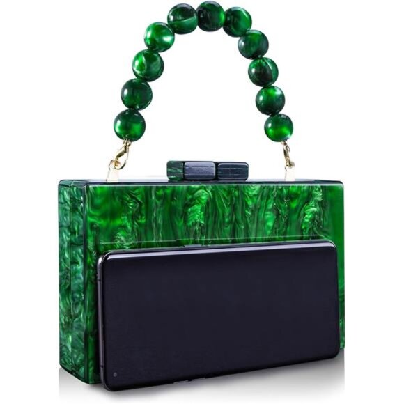 Acrylic Clutch Purses for Women Green2 - Picture 3 of 7